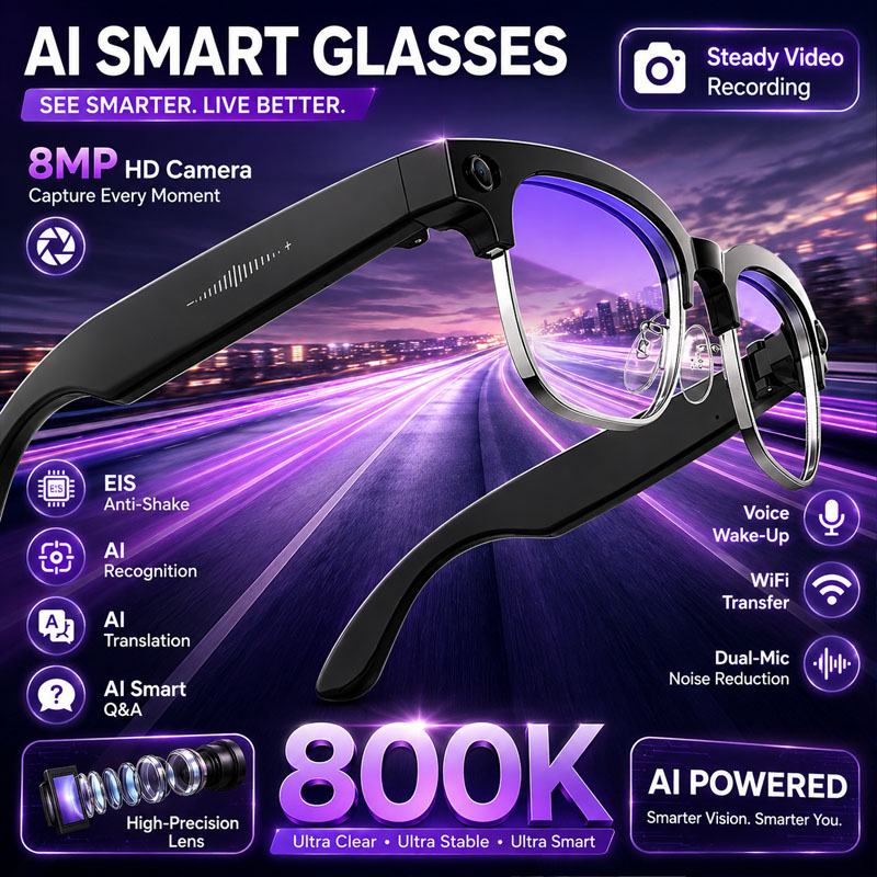 Audio Music Image - Lunettes intelligentes W630 avec caméra HD