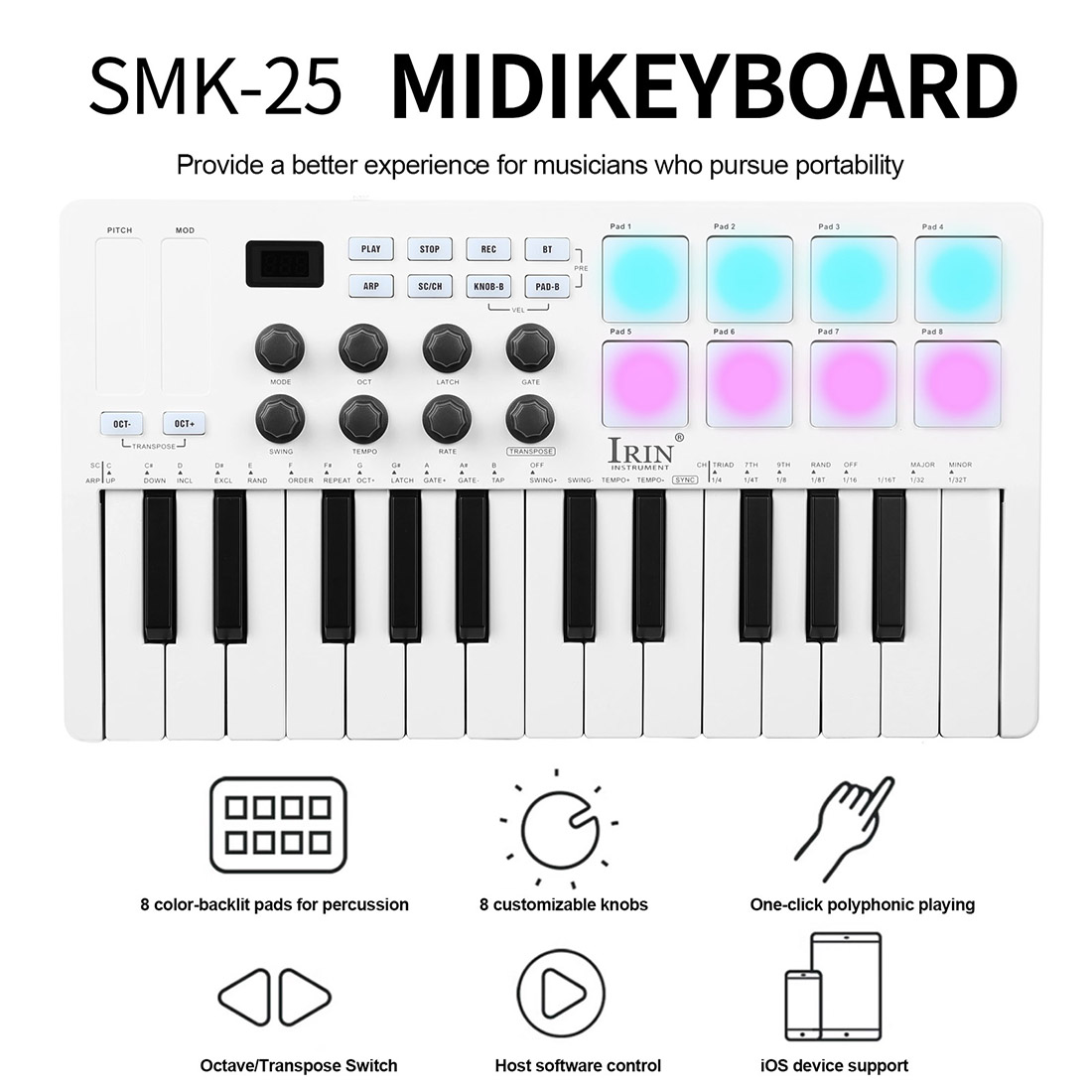 SMK-25 Clavier portable contrô - Midi Controller Pad avis et prix